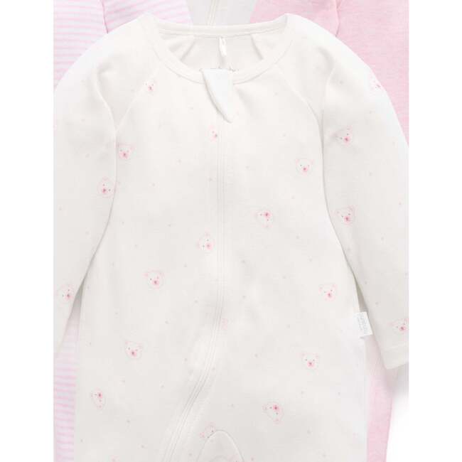 4 Pack Zip Growsuit Pale Pink Bear Pack - Footie Pajamas - 2