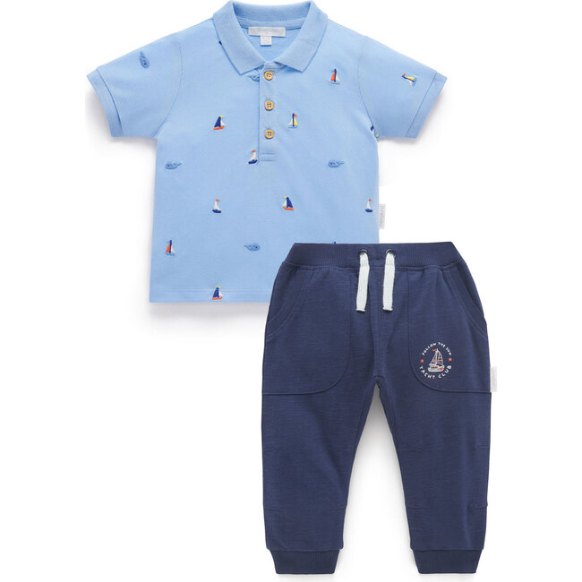 Yacht Polo Shirt & Pant Set, Yacht Broderie
