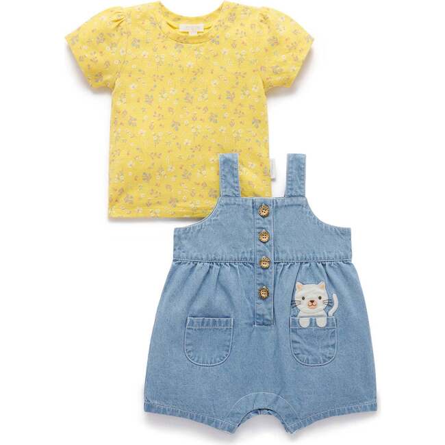Pocket Overall Set Faded Denim