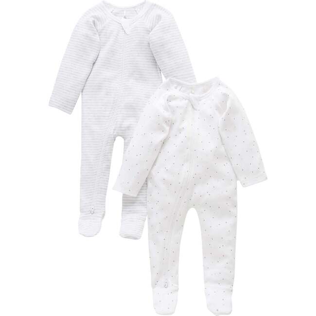 2 Pack Zip Growsuit Pale Grey Melange Pack