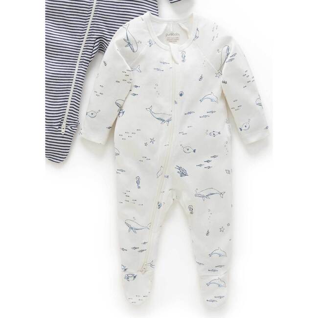 2 Pack Zip Growsuit Vanilla Nautical Pack - Footie Pajamas - 2