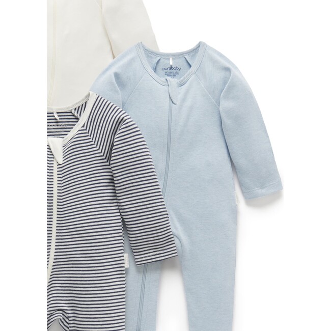 4 Pack Zip Growsuit Vanilla Nautical Pack - Footie Pajamas - 4