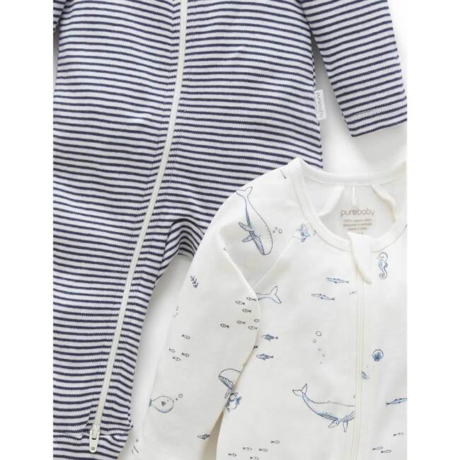 2 Pack Zip Growsuit Vanilla Nautical Pack - Footie Pajamas - 4