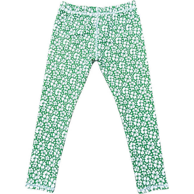 Logan Girls Swim Pant, Green Hibiscus