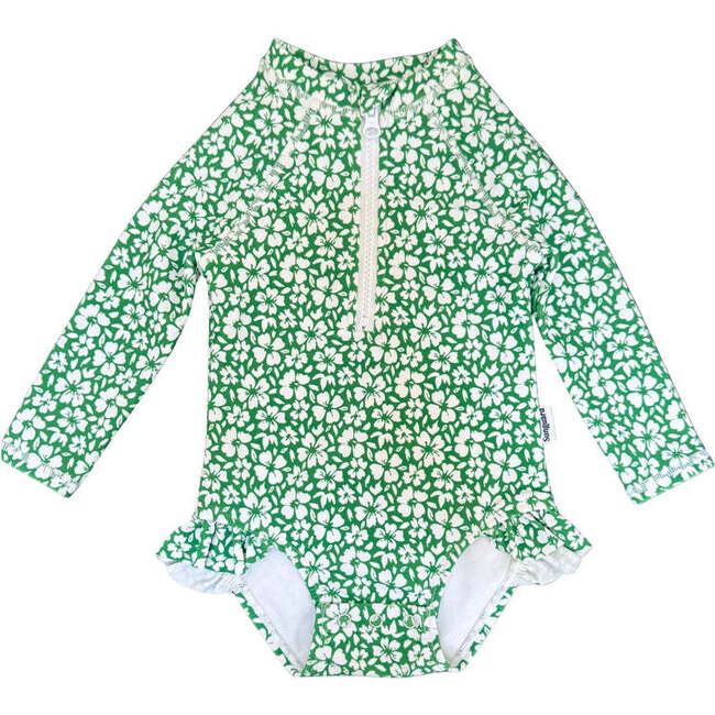 Emily Baby One Piece, Green Hibiscus
