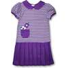 Stripe Knit Pleated Dress With Flowers - Dresses - 1 - thumbnail