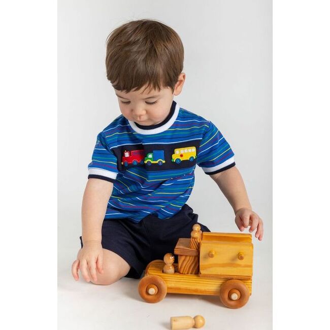 Stripe Knit Shirt With Vehicles - Shirts - 2