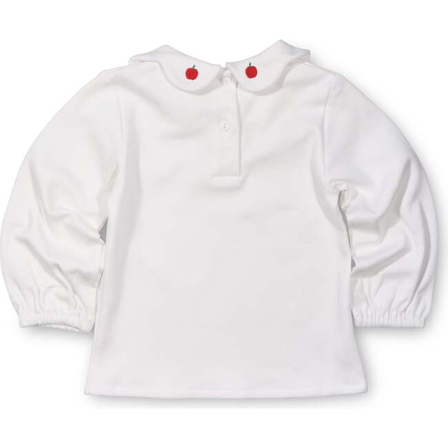 White Knit Blouse With Embroidered Apples - Blouses - 2