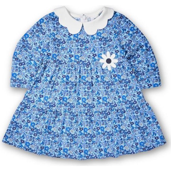 Floral Print Knit Dress With Flower