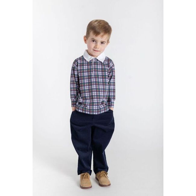Plaid Knit Long Sleeve Polo - Polo Shirts - 2