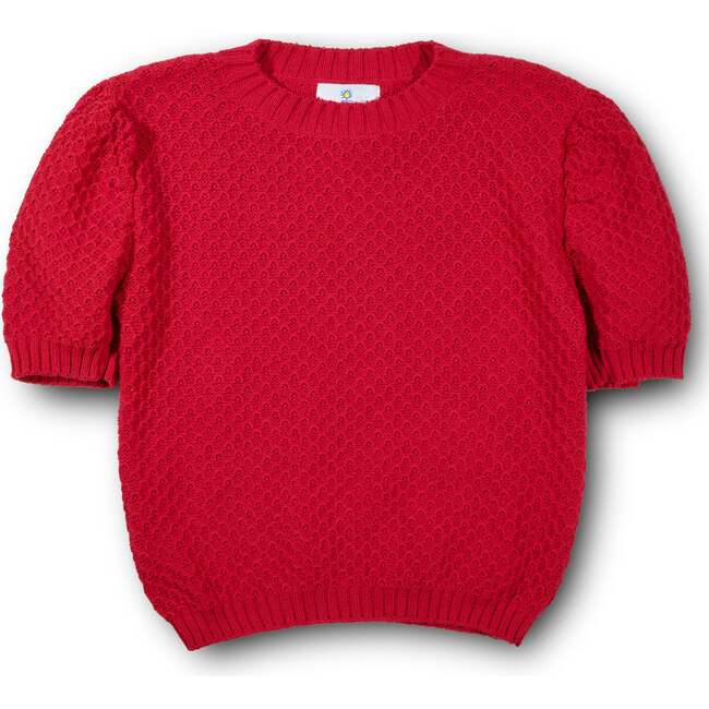 Red Short Slv Sweater W/Puff Sleeves