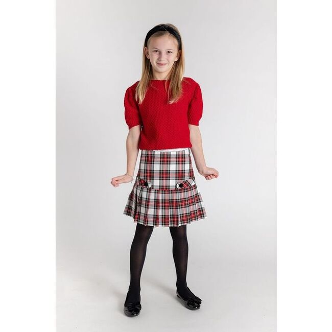 Red Short Slv Sweater W/Puff Sleeves - Sweaters - 2