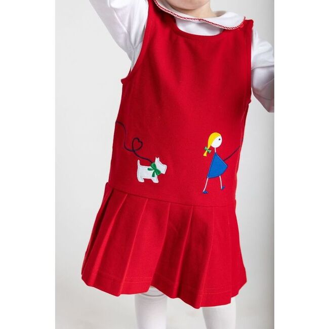 Pique Knit Jumper With Girl Walking Dog - Rompers - 2