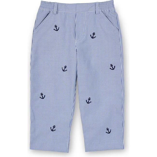 Stripe Fake Fly Pants With Anchors