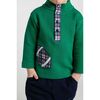 Green Jacquard Knit Pullover With Football - Sweaters - 2