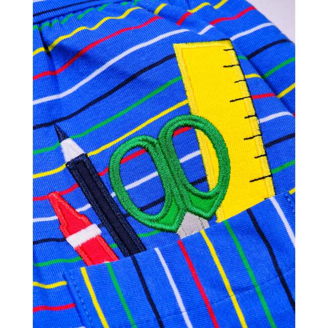 Stripe Knit Dress With School Supplies - Dresses - 2
