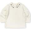 Knit Long Sleeve Blouse With Embroidered Flowers - Blouses - 1 - thumbnail