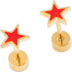 Star Stud Earrings, Red