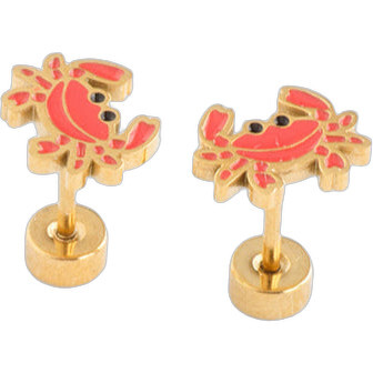 Crab Stud Earrings, Red