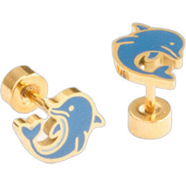 Dolphin Stud Earrings, Blue