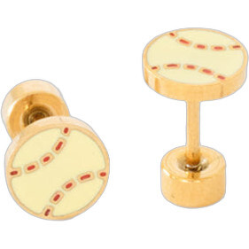 Baseball Stud Earrings, White
