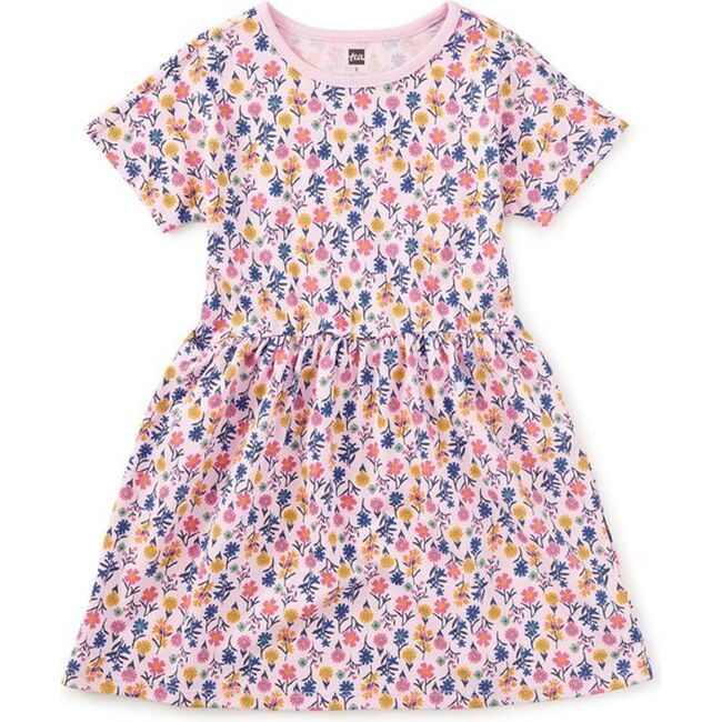 Short Sleeve Twirl Dress, Wildflowers
