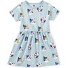 Short Sleeve Twirl Dress, Colorblock Cats - Dresses - 1 - thumbnail