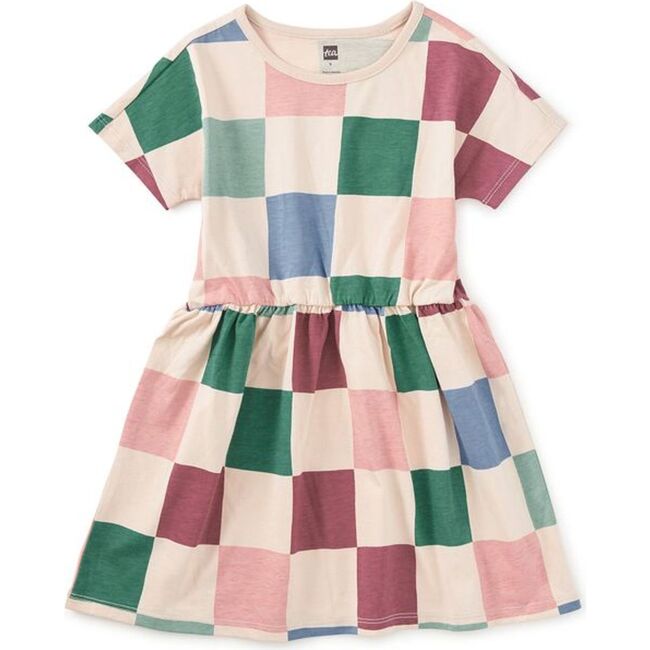 Short Sleeve Twirl Dress, Oversized Checkerboard