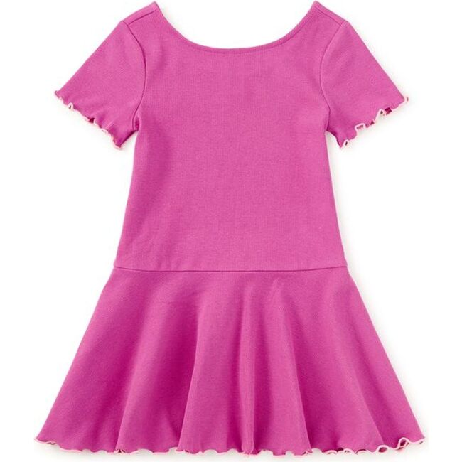 Ruffle Skater Ribbed Dress, Mulberry
