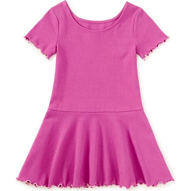 Ruffle Skater Ribbed Dress, Mulberry - Dresses - 2