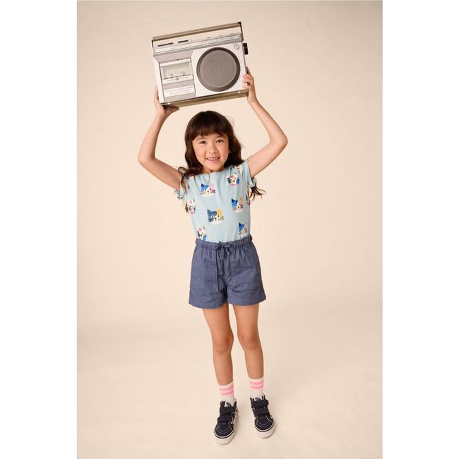 Printed Short Sleeve Top, Colorblock Cats - T-Shirts - 2