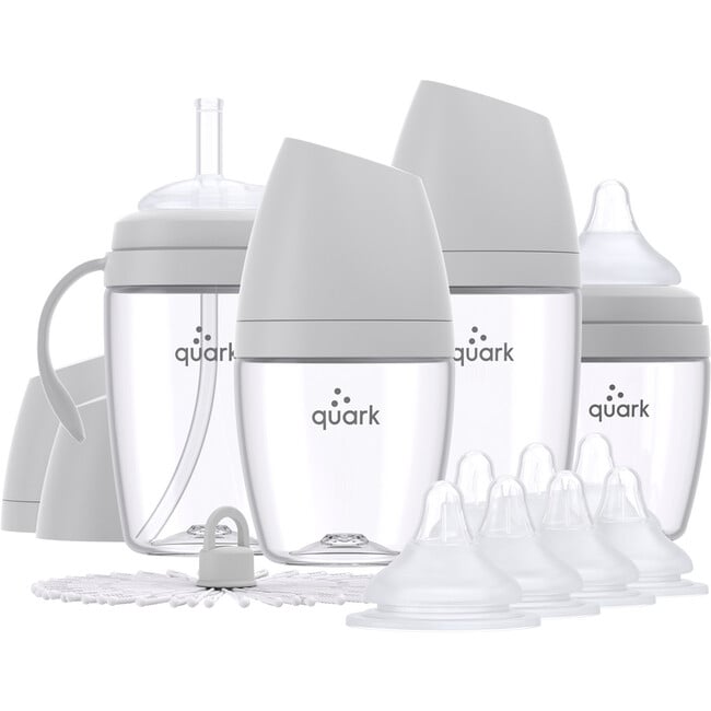 BuubiBottle Hybrid Combo Feeding Baby Bottle Gift Set, Grey