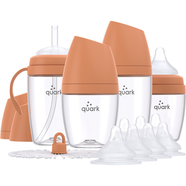 BuubiBottle Hybrid Combo Feeding Baby Bottle Gift Set, Orange