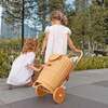 Eric Handcrafted Rattan Shopping Trolley With Detachable Tote Bag & Wooden Wheels, Natural - Push & Pull - 4