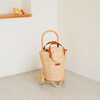Eric Handcrafted Rattan Shopping Trolley With Detachable Tote Bag & Wooden Wheels, Natural - Push & Pull - 5