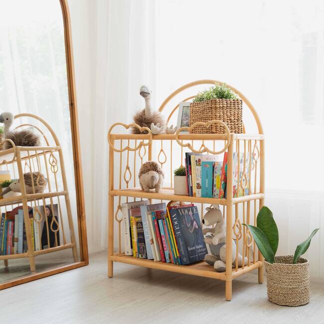 After The Rain Handcrafted Rattan Shelf, Natural - Bookcases - 7