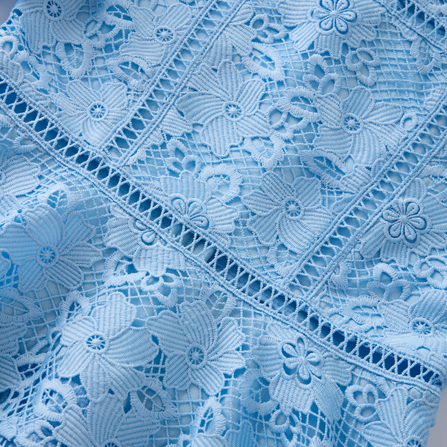 Gianna Embroidery Mini Dress, Powder Blue - Dresses - 4