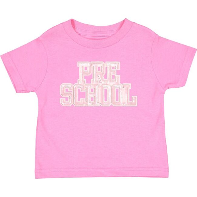 Preschool Sequin Patch Short Sleeve T-Shirt, Raspberry