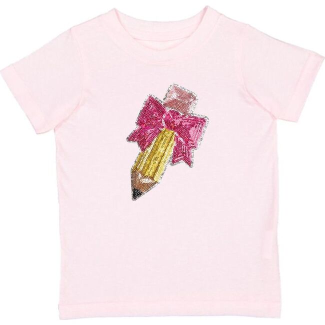 Pencil Bow Sequin Patch Short Sleeve T-Shirt, Ballet