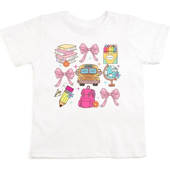 Coquette School Doodle Short Sleeve T-Shirt, White