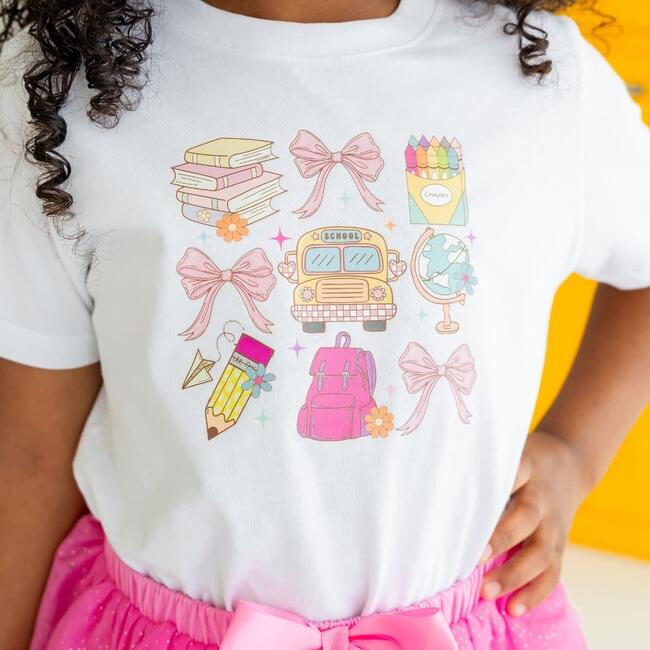 Coquette School Doodle Short Sleeve T-Shirt, White - T-Shirts - 3