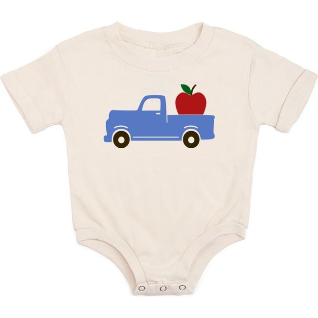 Apple Truck Short Sleeve Romper, Natural