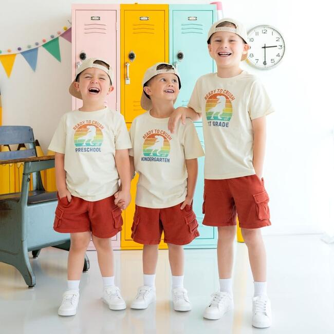 Ready to Crush Kindergarten Short Sleeve T-Shirt, Natural - T-Shirts - 4