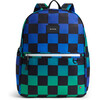 Kane Double Pocket Large Backpack, Blue Checkerboard - Backpacks - 1 - thumbnail