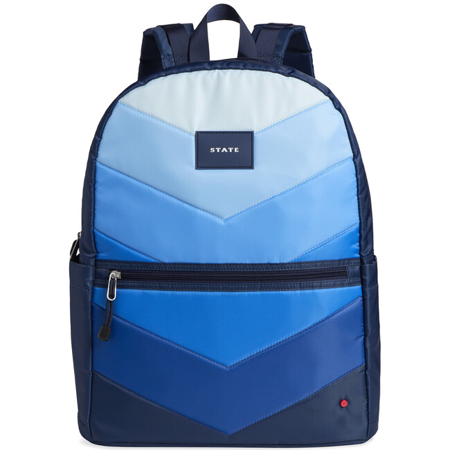 Kane Double Pocket Large Backpack, Blue Chevron
