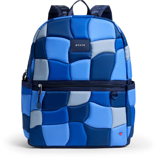 Kane Double Pocket Large Backpack, Blue Puffer Check