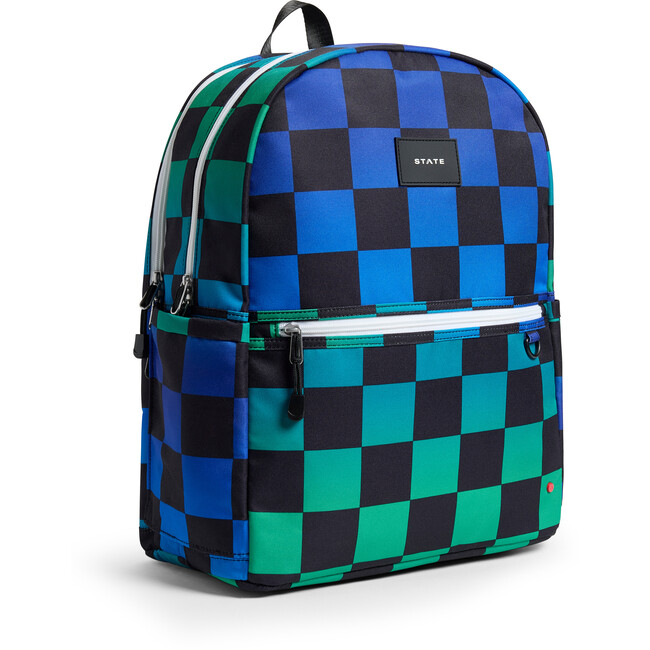 Kane Double Pocket Large Backpack, Blue Checkerboard - Backpacks - 2