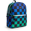 Kane Double Pocket Large Backpack, Blue Checkerboard - Backpacks - 2