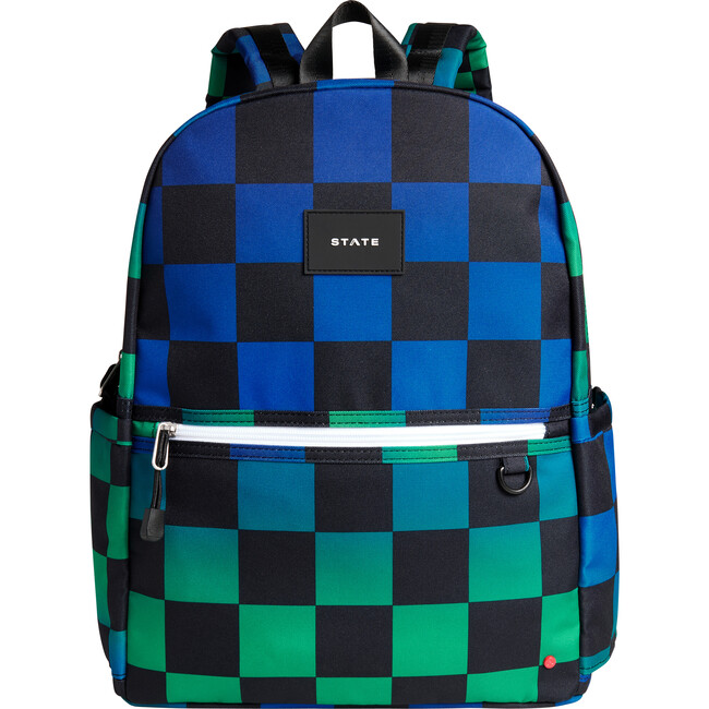 Kane Double Pocket Backpack, Blue Checkerboard