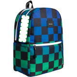 Kane Double Pocket Backpack, Blue Checkerboard - Backpacks - 2